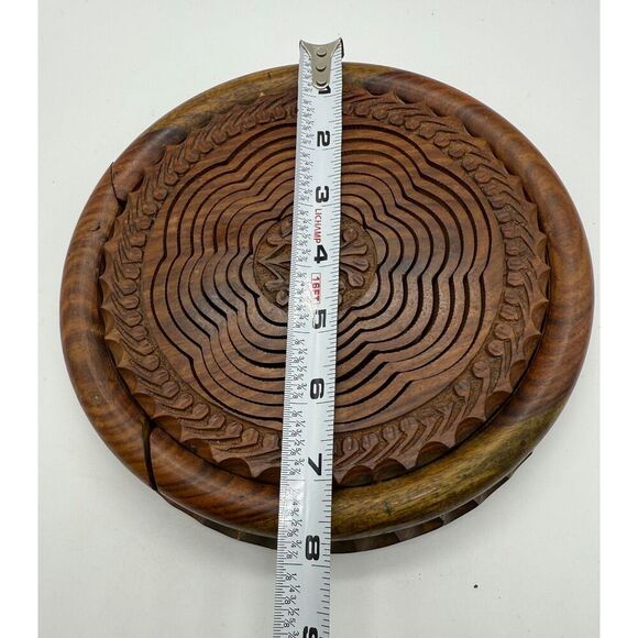 Handcarved wooden collapsing basket fruit basket - Picture 4 of 7